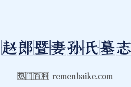 赵郎暨妻孙氏墓志是什么意思的图片